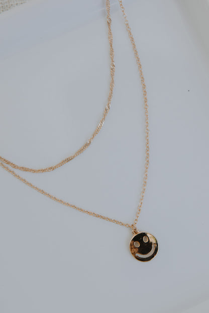Ashton Gold Layered Smiley Face Necklace