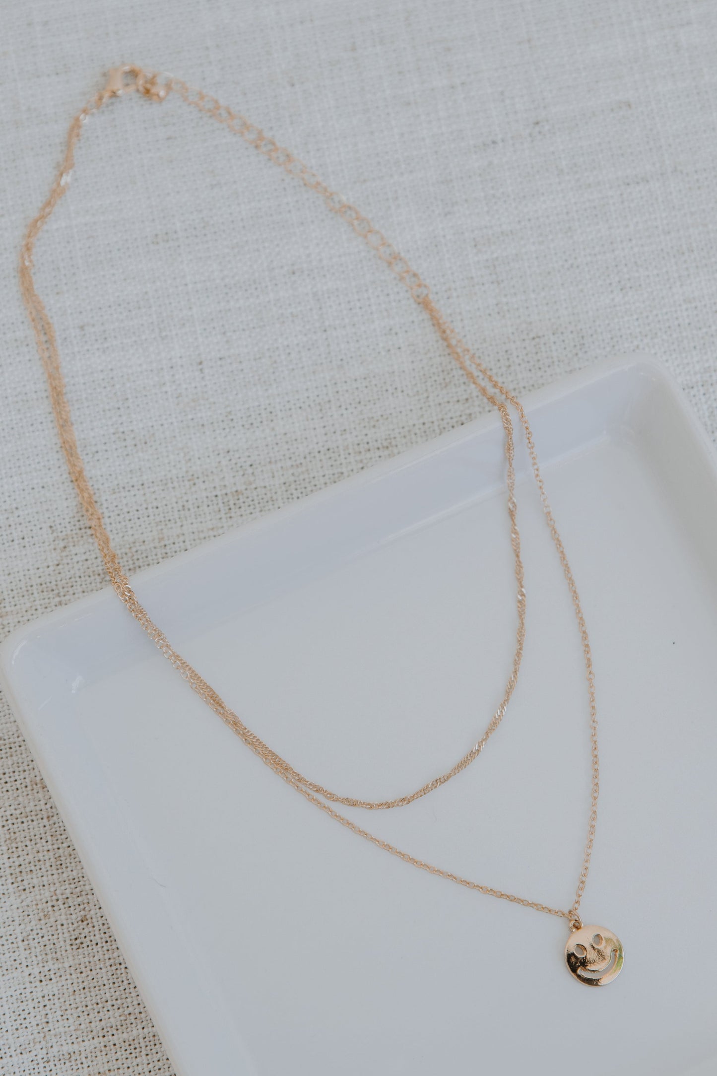 Ashton Gold Layered Smiley Face Necklace