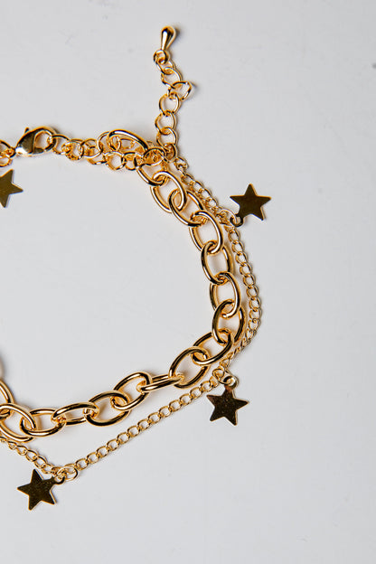 Debra Gold Star Charm Chain Bracelet