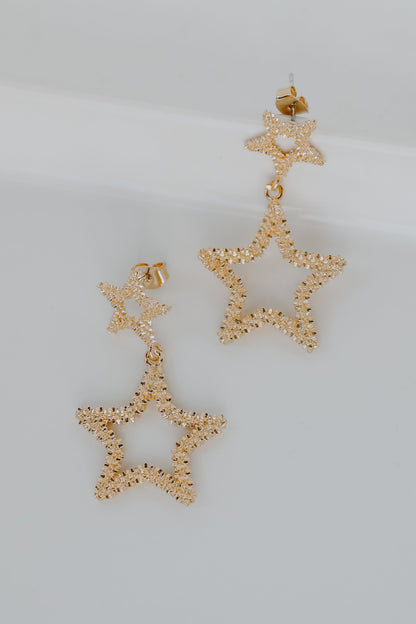Cassie Gold Star Drop Earrings