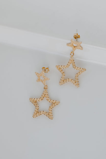 Cassie Gold Star Drop Earrings