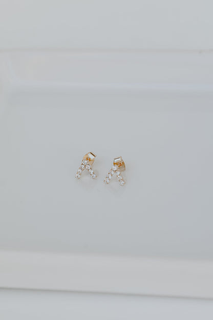 Annie Gold Rhinestone V Stud Earrings