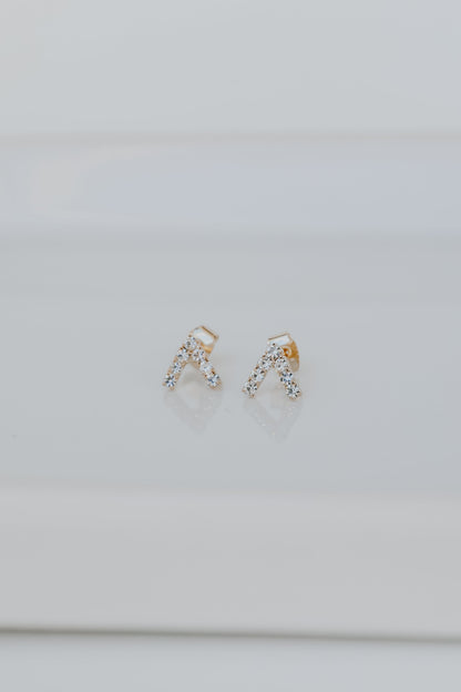 Annie Gold Rhinestone V Stud Earrings