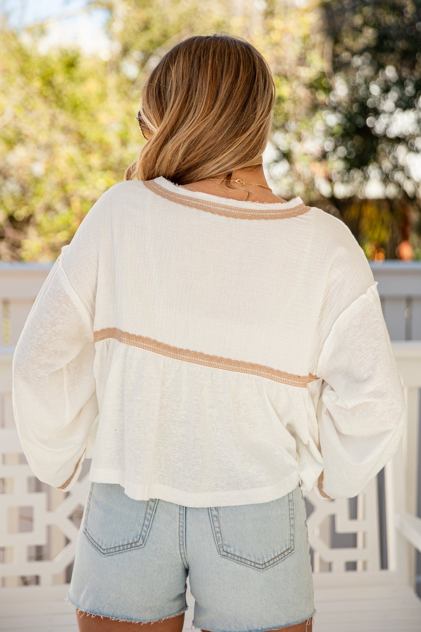 Blossom Stitch Embroidered Ivory Blouse