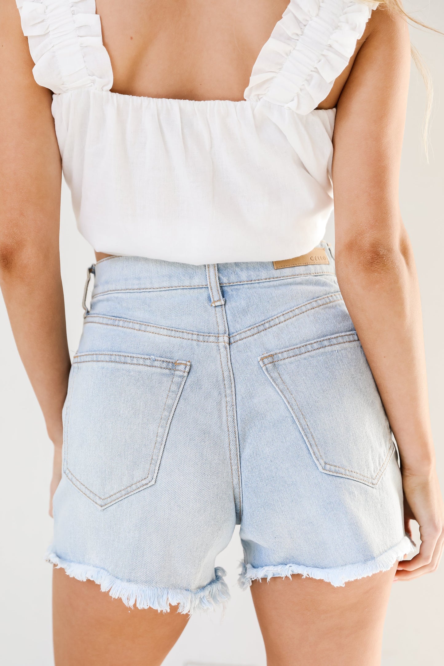 Come In With The Tide Frayed Denim Shorts