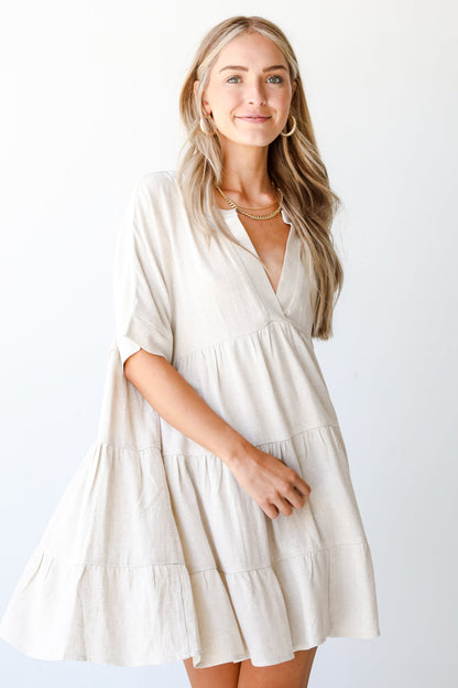 Catching Glances Linen Babydoll Dress