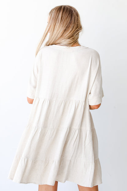 Catching Glances Linen Babydoll Dress