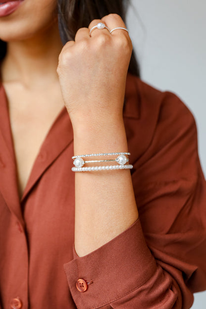 Alayna Gold Pearl + Rhinestone Bracelet Set
