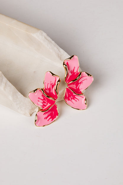 Cierra Pink Petal Floral Earrings