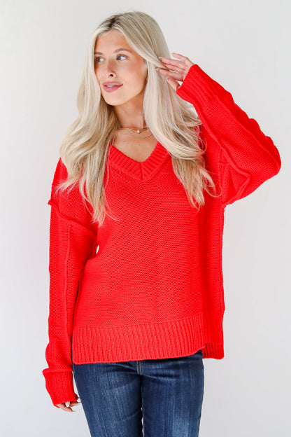 Divine Dream Red Oversized Sweater