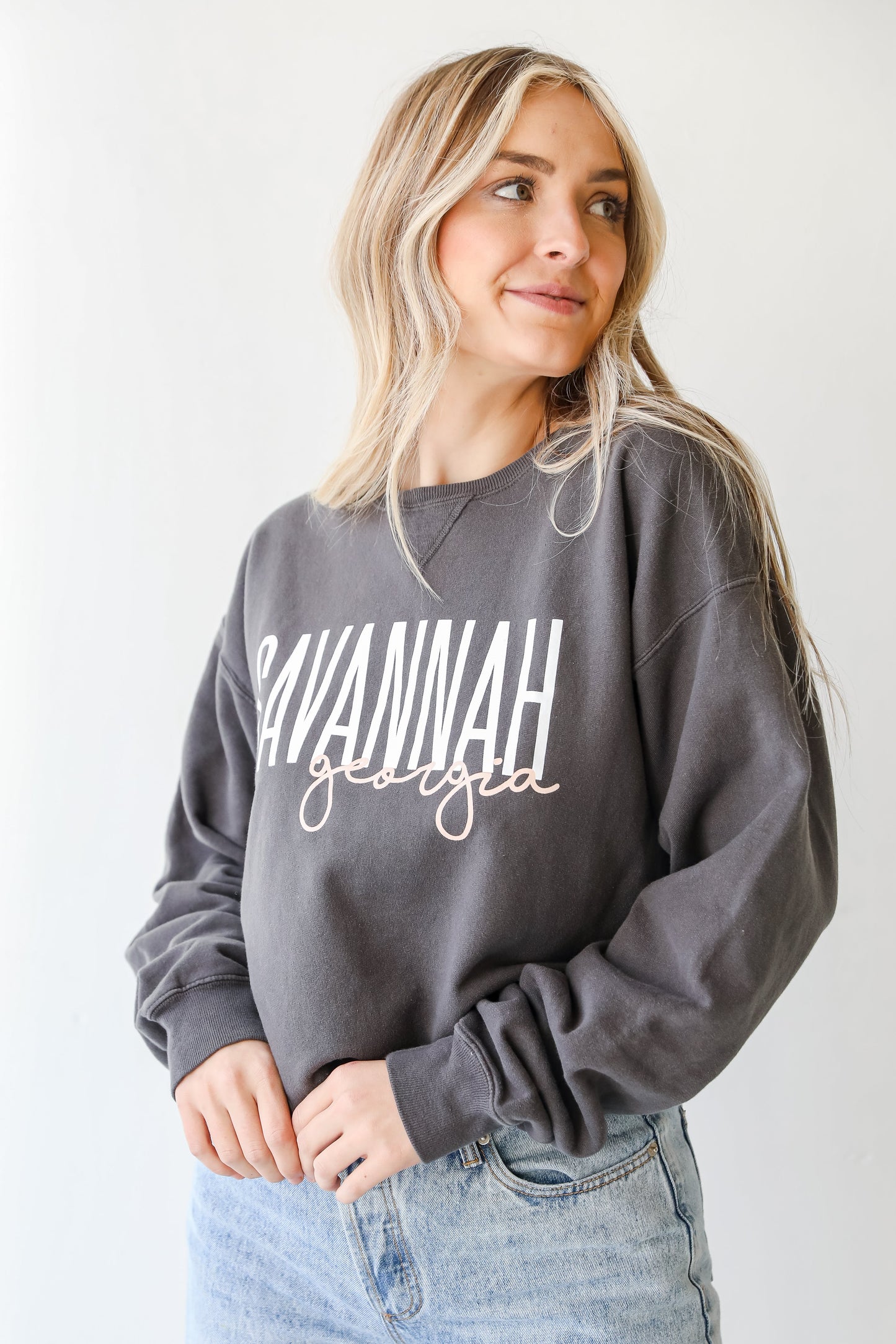 Charcoal Savannah Georgia Script Sweatshirt