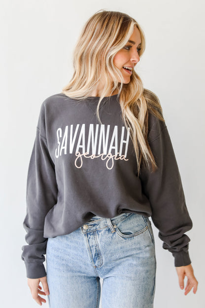 Charcoal Savannah Georgia Script Sweatshirt