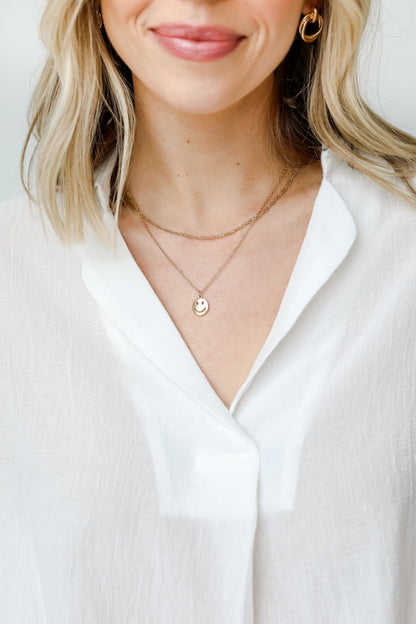 Ashton Gold Layered Smiley Face Necklace