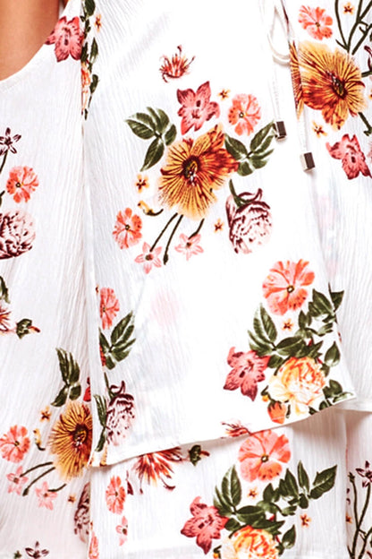 Ashanti Off the Shoulder Layered Floral Romper White